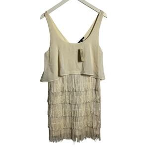 American Eagle Dress Women 10 Cream Flapper Style NWT Y2K Party Club Zip Back